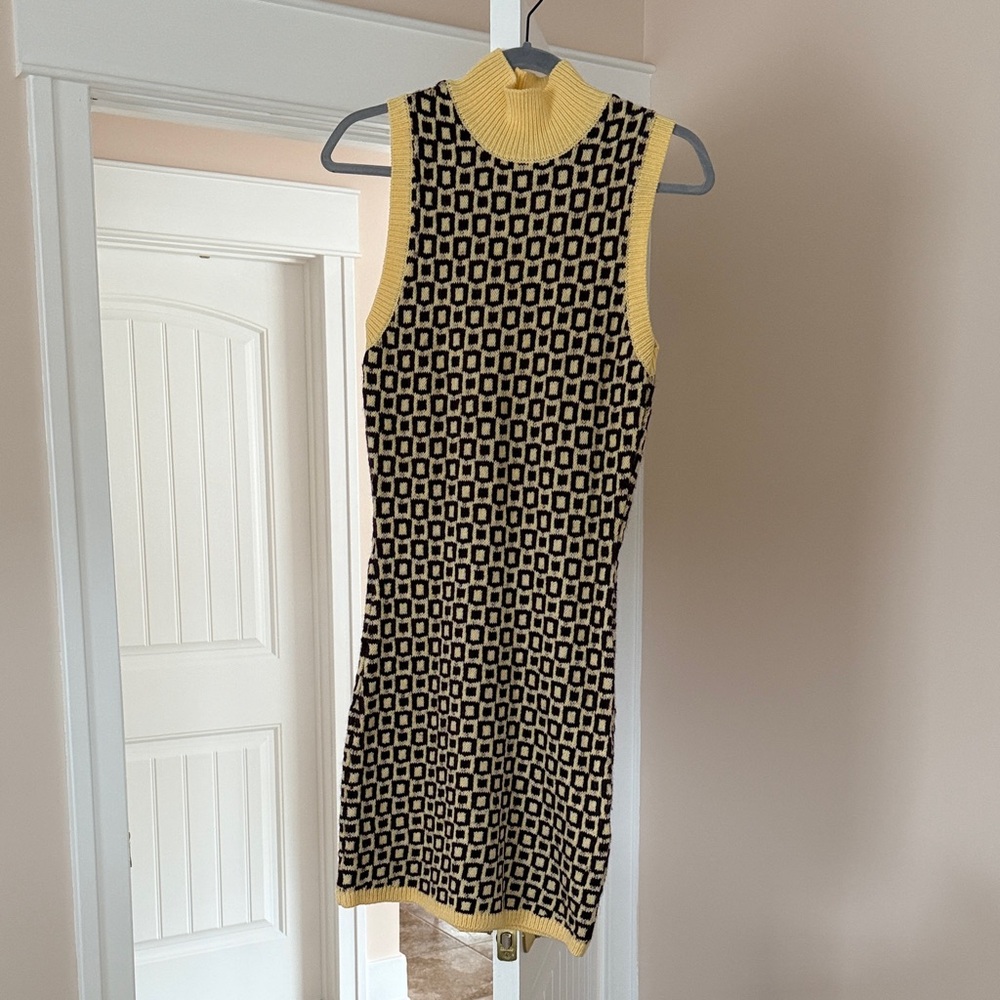 Zara Yellow and Black Geometric Mini Dress